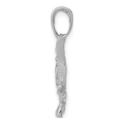 14K White Gold Open-Back Bass Fish Pendant – view 3