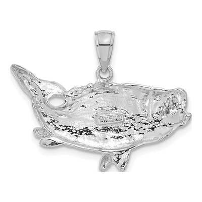 14K White Gold Open-Back Bass Fish Pendant – view 4