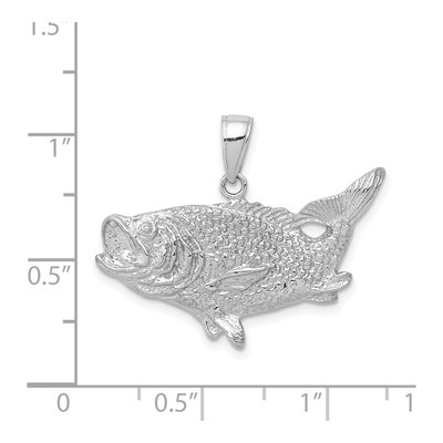 14K White Gold Open-Back Bass Fish Pendant – view 5
