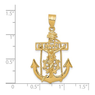 14K Yellow Gold Mariners Cross Pendant – view 4