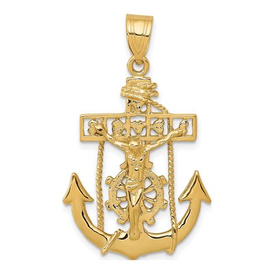 14K Yellow Gold Mariners Cross Pendant