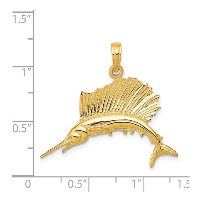 14K Yellow Gold Sailfish Pendant – view 5