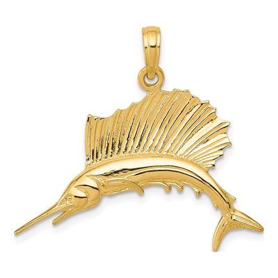 14K Yellow Gold Sailfish Pendant