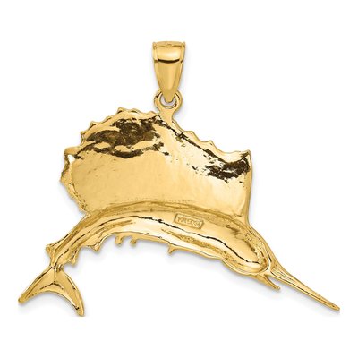 14K Yellow Gold Sailfish Pendant – view 4