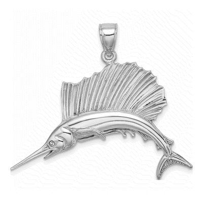 14K White Gold Sailfish Pendant