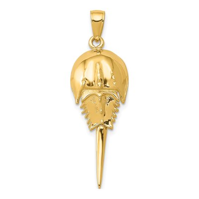 14K Yellow Gold Horseshoe Crab Pendant