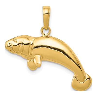 14K Yellow Gold Manatee Pendant