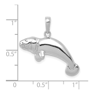 14K White Gold Manatee Pendant – view 5