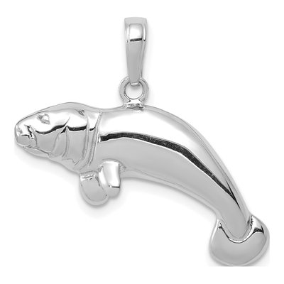 14K White Gold Manatee Pendant