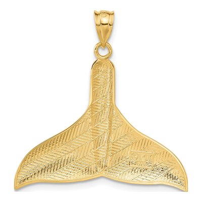 14K Yellow Gold Large Whale Tail Pendant – view 4