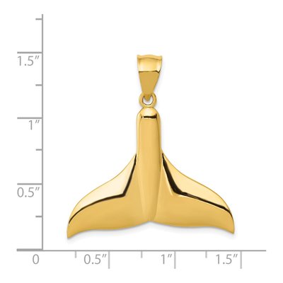 14K Yellow Gold Large Whale Tail Pendant – view 5