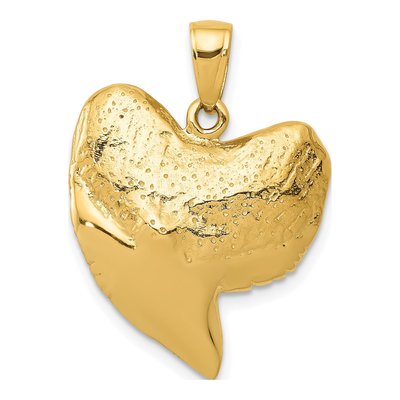 14K Yellow Gold 3-D Shark Tooth Pendant