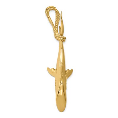 14K Yellow Gold 3-D Shark Rope Pendant – view 3