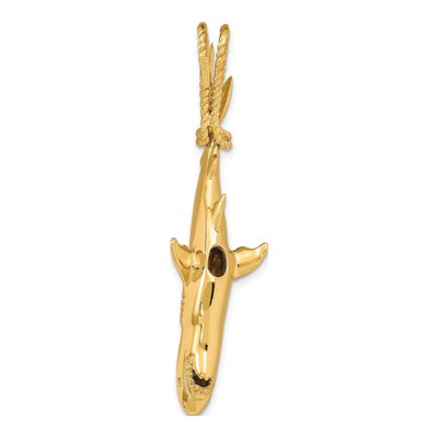 14K Yellow Gold 3-D Shark Rope Pendant – view 4