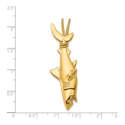 14K Yellow Gold 3-D Shark Rope Pendant – view 5