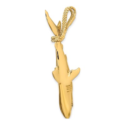 14K Yellow Gold 3-D Shark Rope Pendant – view 6