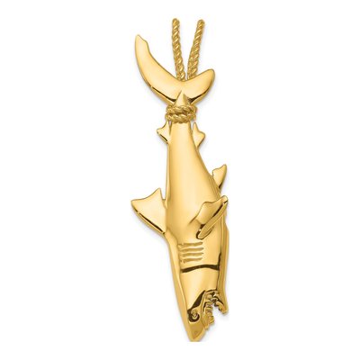 14K Yellow Gold 3-D Shark Rope Pendant