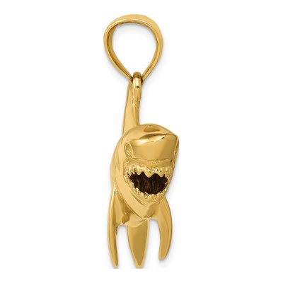 14K Yellow Gold Large 3-D Shark Pendant – view 3