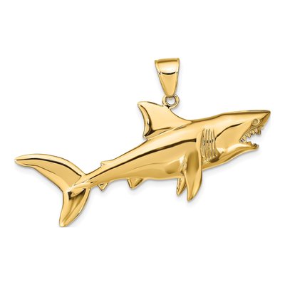 14K Yellow Gold Large 3-D Shark Pendant – view 4