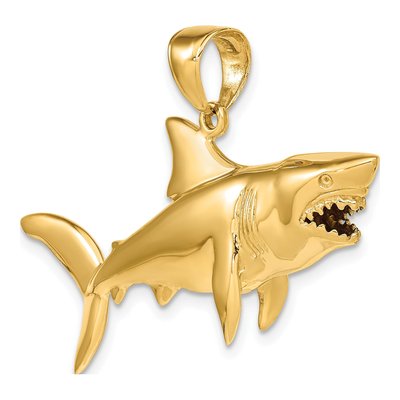 14K Yellow Gold Large 3-D Shark Pendant – view 6