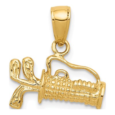 14K Yellow Gold Golf Bag Clubs Charm