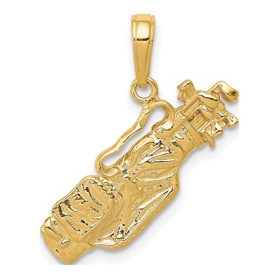 14K Yellow Gold Golf Bag Clubs Pendant