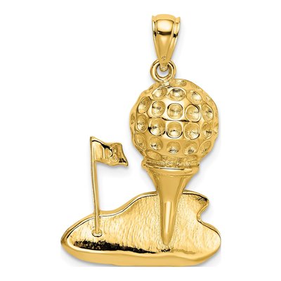 14K Yellow Gold Open-Back Golf Pendant