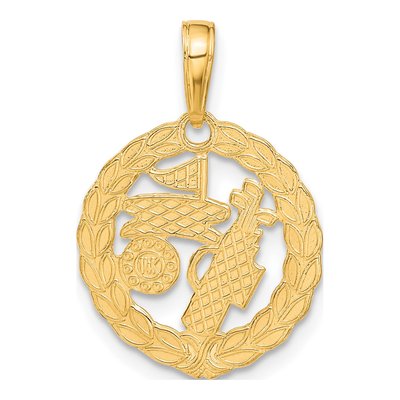 14K Yellow Gold Golf Circle Pendant – view 4