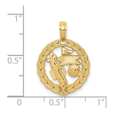 14K Yellow Gold Golf Circle Pendant – view 5