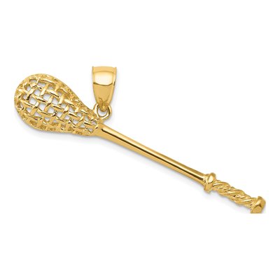14K Yellow Gold 3-D Lacrosse Stick Pendant