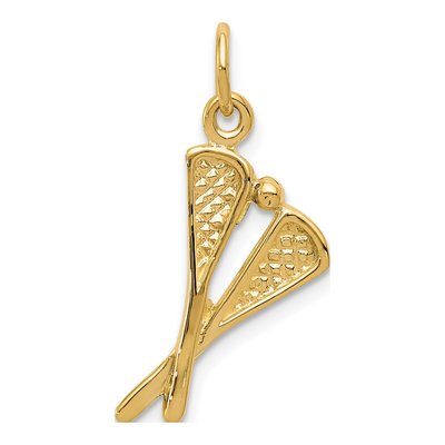 14K Yellow Gold Lacrosse Sticks Pendant