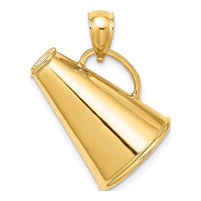 14K Yellow Gold 3-D Megaphone Pendant
