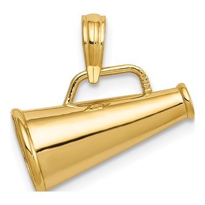 14K Yellow Gold 3D Megaphone Pendant – view 4