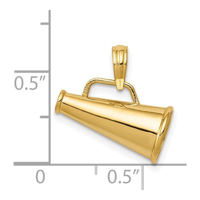 14K Yellow Gold 3D Megaphone Pendant – view 6