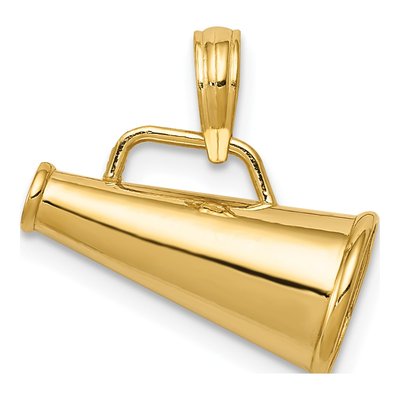 14K Yellow Gold 3D Megaphone Pendant