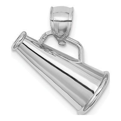 14K White Gold 3-D Megaphone Pendant