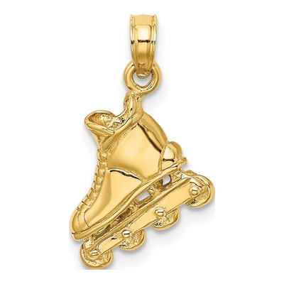 14K Yellow Gold 3-D Rollerblade Pendant – view 5