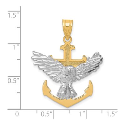 14K Two-Tone Gold Mariner's Cross Eagle Pendant – view 4