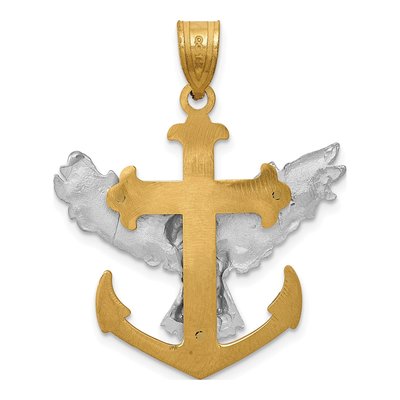 14K Two-Tone Gold Mariner's Cross Eagle Pendant – view 5