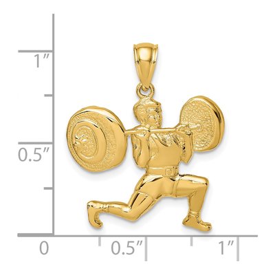 14K Yellow Gold Weightlifter Pendant – view 4