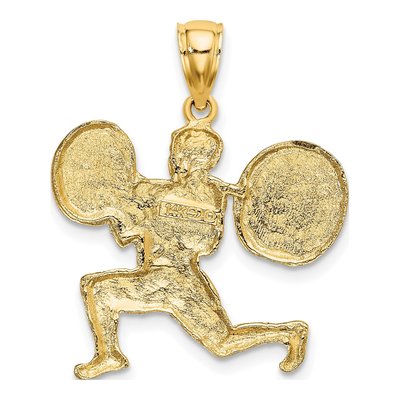14K Yellow Gold Weightlifter Pendant – view 5