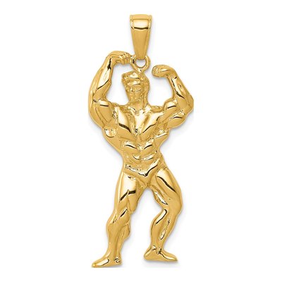 14K Yellow Gold Weightlifter Pendant