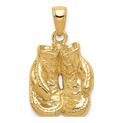 14K Yellow Gold Boxing Gloves Pendant