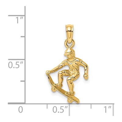 14K Yellow Gold Skateboarder Pendant – view 4