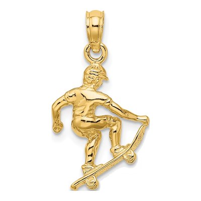 14K Yellow Gold Skateboarder Pendant – view 5