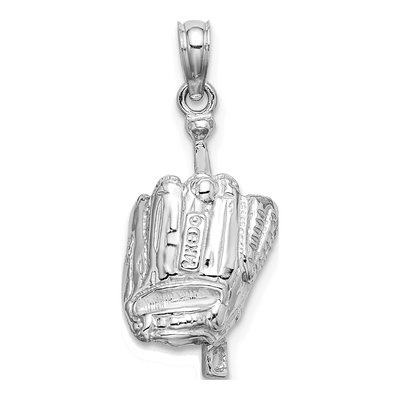 14K White Gold Baseball Glove Bat Pendant – view 4