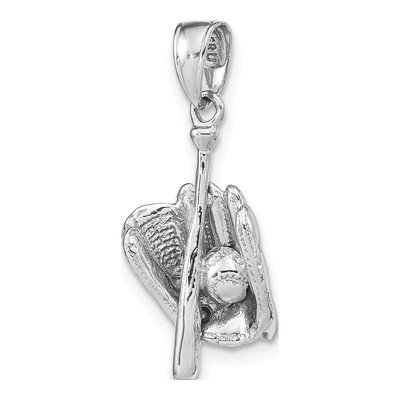 14K White Gold Baseball Glove Bat Pendant – view 5