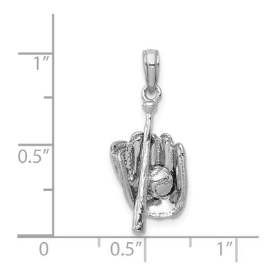14K White Gold Baseball Glove Bat Pendant – view 6