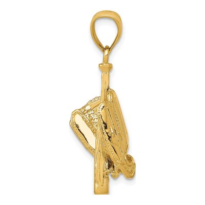 14K Yellow Gold 3-D Baseball Glove Bat Pendant – view 3