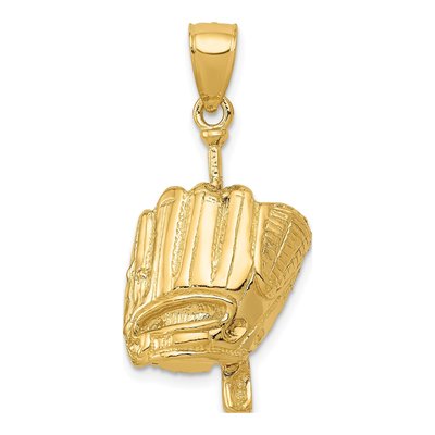 14K Yellow Gold 3-D Baseball Glove Bat Pendant – view 4